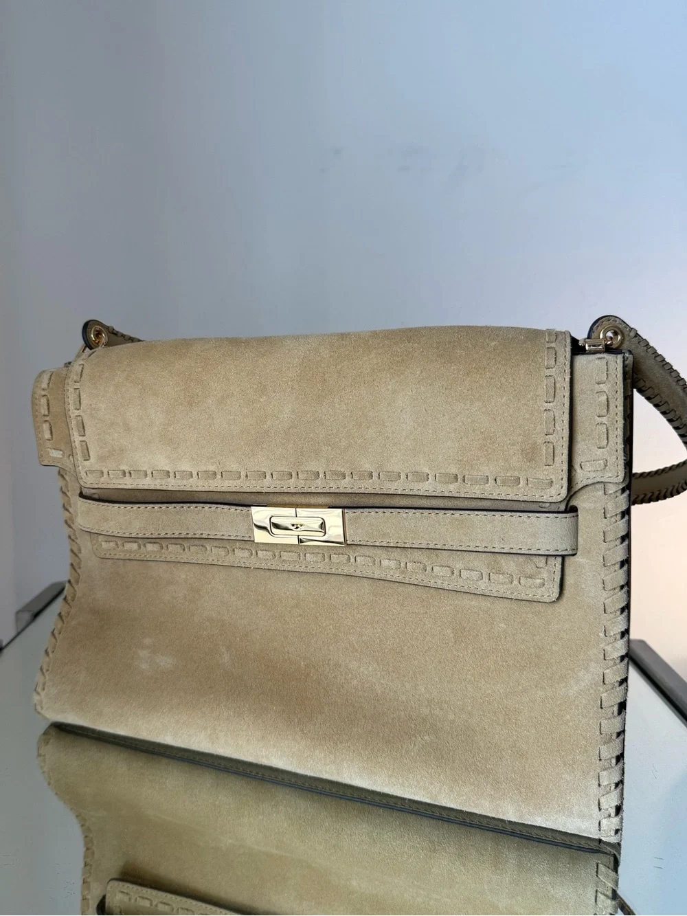 Tory Burch LEE RADZIWILL LARGE SUEDE SHOULDER BAG $1,260